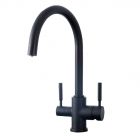 schwarze 3-Wege-Armatur INOX Edelstahl für Osmoseanlagen, HALIFAX BLACK