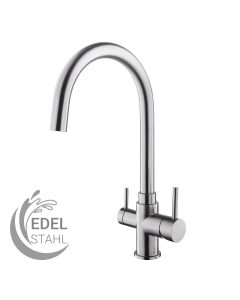 BARRIE 4-Wege-Armatur für gefiltertes und mineralisiertes Osmosewasser sowie Leitungswasser warm/kalt. 4-in-1-Wasserhahn