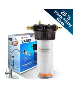 CARBONIT® Aktivkohlefilter zur Trinkwasserfilterung in der Küche.Inkl. Wasserhahn und IFP Puro Filterkartusche.