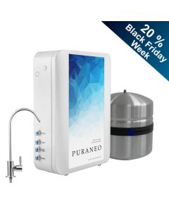 Sonderangebot - stromlose PURANEO Umkehrosmoseanlage mit Edelstahltank, Edelstahlhahn, Keimsperre