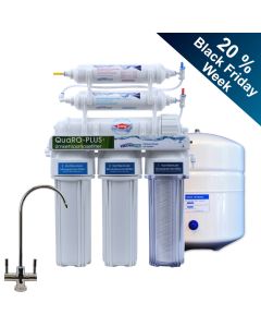 klassische 6-stufige Osmoseanlage QuaRO mit Mineralisierung, Tank, 2-Wege-Osmosehahn