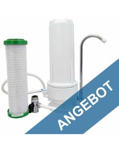 Aktivkohlefilter Auftisch mit Anschluss an den Wasserhahn - inkl. 1x NFP Premium von Carbonit