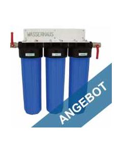 dreistufiger Eisenfilter Triple Big Blue filtert gelöstes Eisen im Wasser