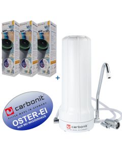 Carbonit Auftisch-Aktivkohlefilter inkl. 3er 
Pack Ersatzfilter NFP Premium Wasserfilter