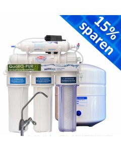 Sonderangebot - QuaRO Pur Stromlose Osmoseanlage mit Tank und Hahn. Wassersparende Variante mit PERMEATpumpe