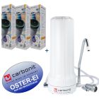 Carbonit Auftisch-Aktivkohlefilter inkl. 3er 
Pack Ersatzfilter NFP Premium Wasserfilter
