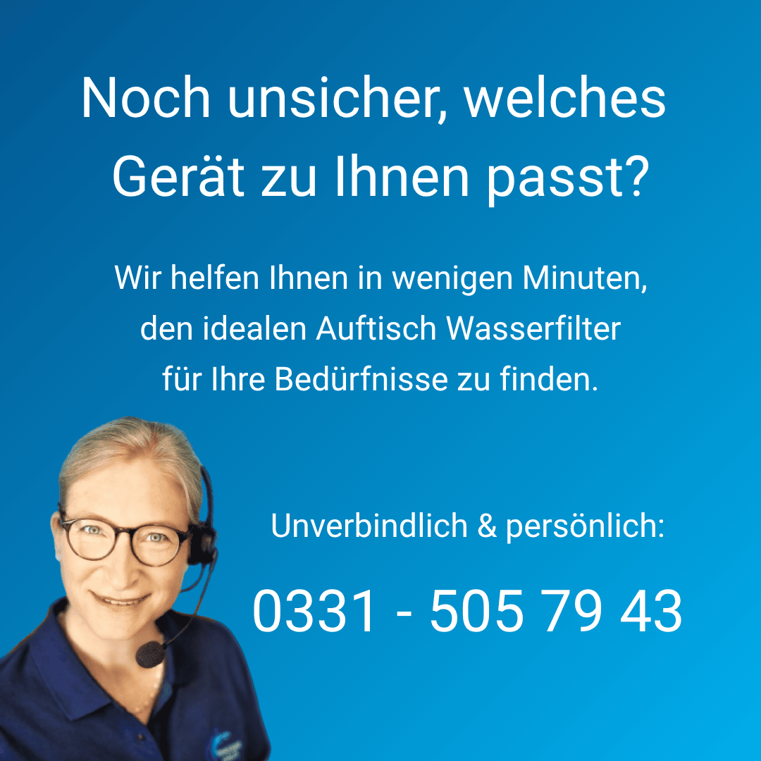 Mobiler Banner zur Beratung zum passenden Auftisch Wasserfilter in wenigen Minuten